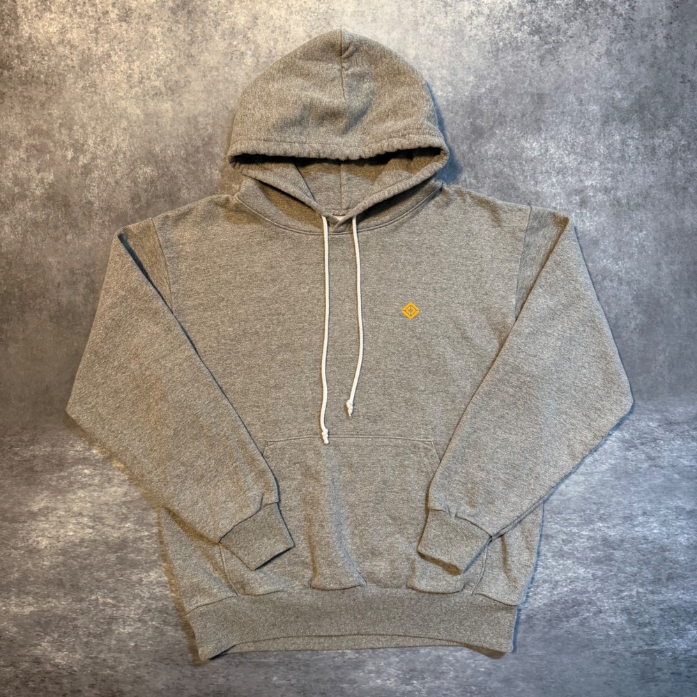 Rivian Hoodie Mens Medium Gray Orange Compass Diamond Logo Made in USA Pullover